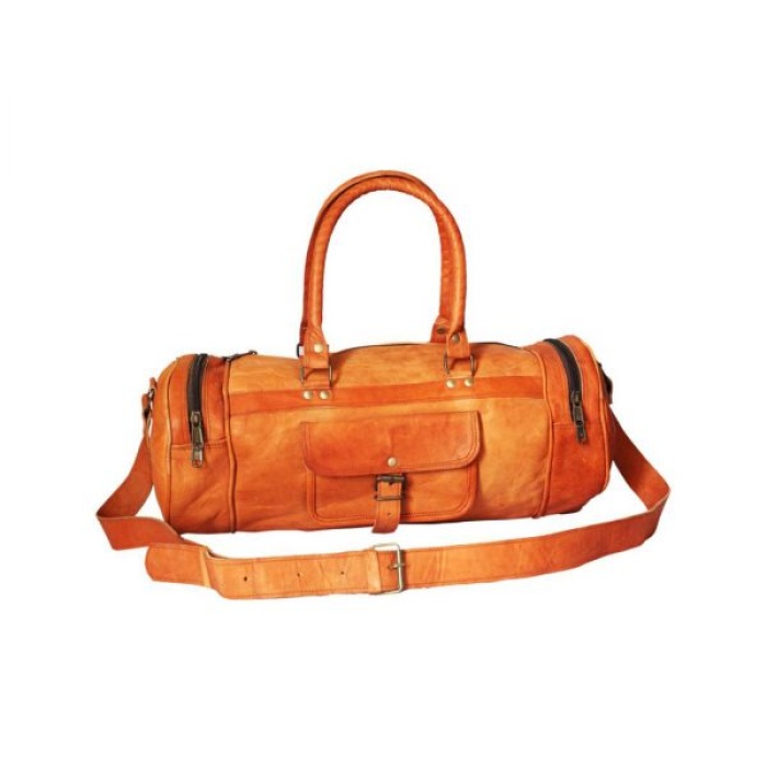 Goat Leather GYM Duffle Bag 18 x 10 inches from iHandikart Handicraft made of Vintage Leather, Luggage Bag Suitable for Travelling also known as Travel Bag, Best for Carrying GYM Shoes, Towel, Clothes and other Sports Acessories, it Looks Trendy and Stylish forever | Save 33% - Rajasthan Living 6