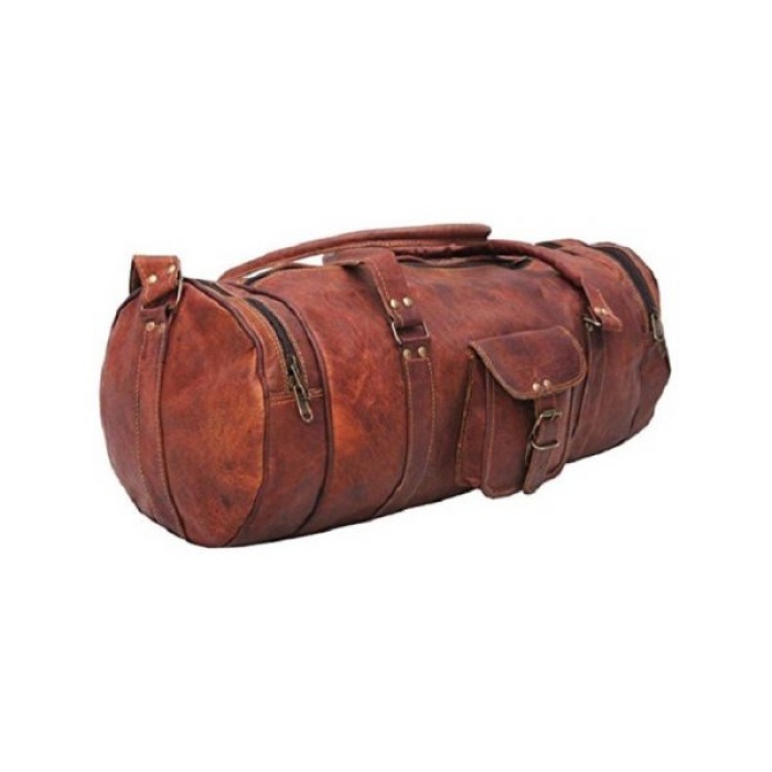 Goat Leather GYM Duffle Bag 18 x 10 inches from iHandikart Handicraft made of Vintage Leather, Luggage Bag Suitable for Travelling also known as Travel Bag, Best for Carrying GYM Shoes, Towel, Clothes and other Sports Acessories, it Looks Trendy and Stylish forever | Save 33% - Rajasthan Living 5