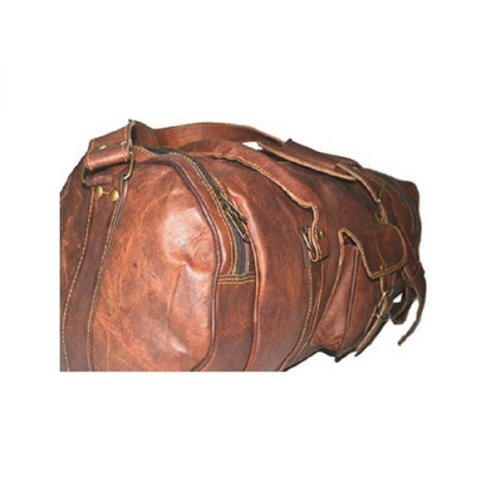Goat Leather GYM Duffle Bag 18 x 10 inches from iHandikart Handicraft made of Vintage Leather, Luggage Bag Suitable for Travelling also known as Travel Bag, Best for Carrying GYM Shoes, Towel, Clothes and other Sports Acessories, it Looks Trendy and Stylish forever | Save 33% - Rajasthan Living 7