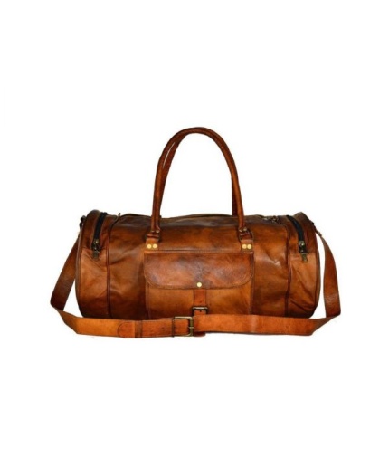 Goat Leather GYM Duffle Bag 20 x 10 inches from iHandikart Handicraft made of Vintage Leather, Luggage Bag Suitable for Travelling also known as Travel Bag, Best for Carrying GYM Shoes, Towel, Clothes and other Sports Acessories, it Looks Trendy and Stylish forever | Save 33% - Rajasthan Living