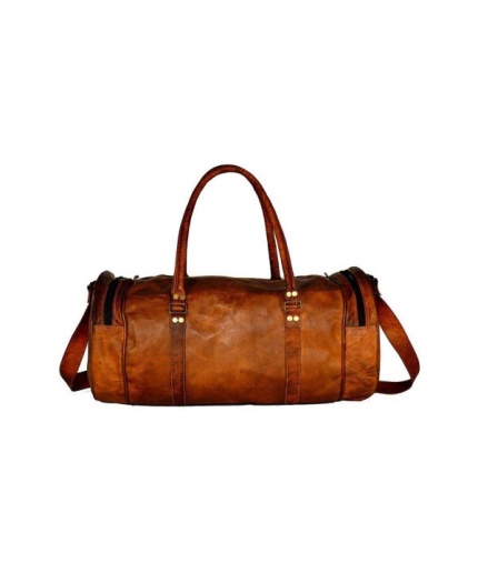 Goat Leather GYM Duffle Bag 20 x 10 inches from iHandikart Handicraft made of Vintage Leather, Luggage Bag Suitable for Travelling also known as Travel Bag, Best for Carrying GYM Shoes, Towel, Clothes and other Sports Acessories, it Looks Trendy and Stylish forever | Save 33% - Rajasthan Living 3