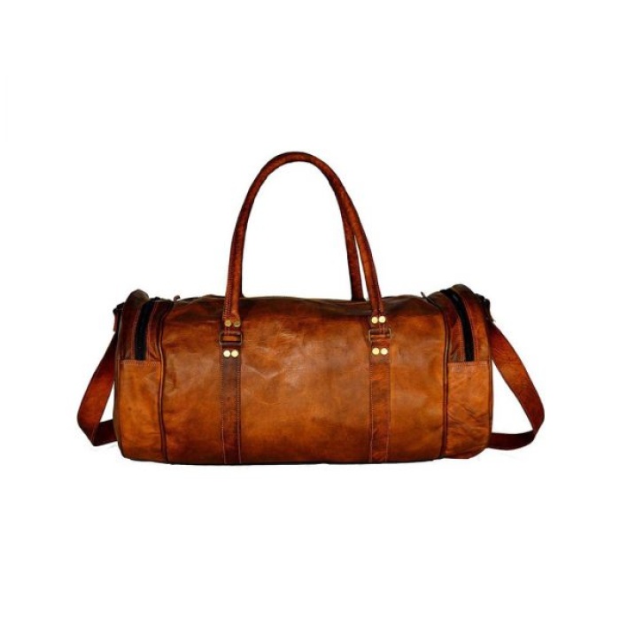 Goat Leather GYM Duffle Bag 20 x 10 inches from iHandikart Handicraft made of Vintage Leather, Luggage Bag Suitable for Travelling also known as Travel Bag, Best for Carrying GYM Shoes, Towel, Clothes and other Sports Acessories, it Looks Trendy and Stylish forever | Save 33% - Rajasthan Living 6
