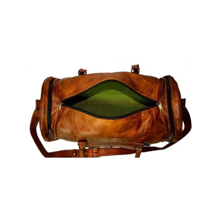Goat Leather GYM Duffle Bag 20 x 10 inches from iHandikart Handicraft made of Vintage Leather, Luggage Bag Suitable for Travelling also known as Travel Bag, Best for Carrying GYM Shoes, Towel, Clothes and other Sports Acessories, it Looks Trendy and Stylish forever | Save 33% - Rajasthan Living 7
