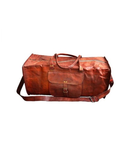 Goat Leather GYM Duffle Bag 24 x 11 inches from iHandikart Handicraft made of Vintage Leather, Luggage Bag Suitable for Travelling also known as Travel Bag, Best for Carrying GYM Shoes, Towel, Clothes and other Sports Acessories, it Looks Trendy and Stylish forever | Save 33% - Rajasthan Living