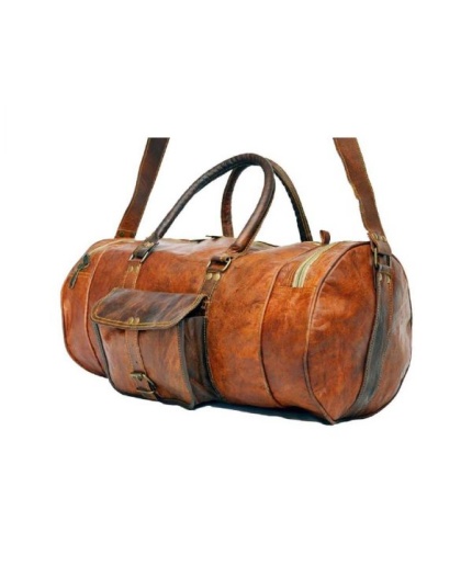 Goat Leather GYM Duffle Bag 22 x 10 inches from iHandikart Handicraft made of Vintage Leather, Luggage Bag Suitable for Travelling also known as Travel Bag, Best for Carrying GYM Shoes, Towel, Clothes and other Sports Acessories, it Looks Trendy and Stylish forever | Save 33% - Rajasthan Living