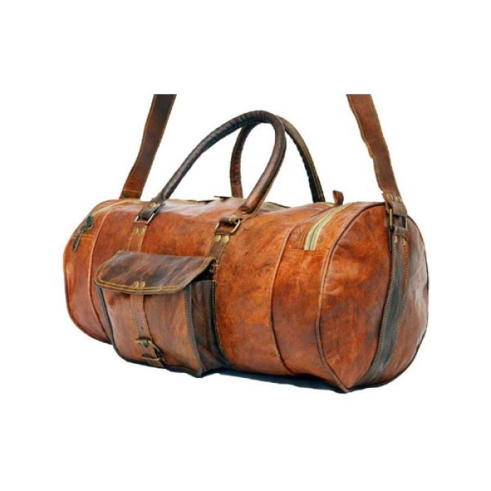 Goat Leather GYM Duffle Bag 22 x 10 inches from iHandikart Handicraft made of Vintage Leather, Luggage Bag Suitable for Travelling also known as Travel Bag, Best for Carrying GYM Shoes, Towel, Clothes and other Sports Acessories, it Looks Trendy and Stylish forever | Save 33% - Rajasthan Living 6