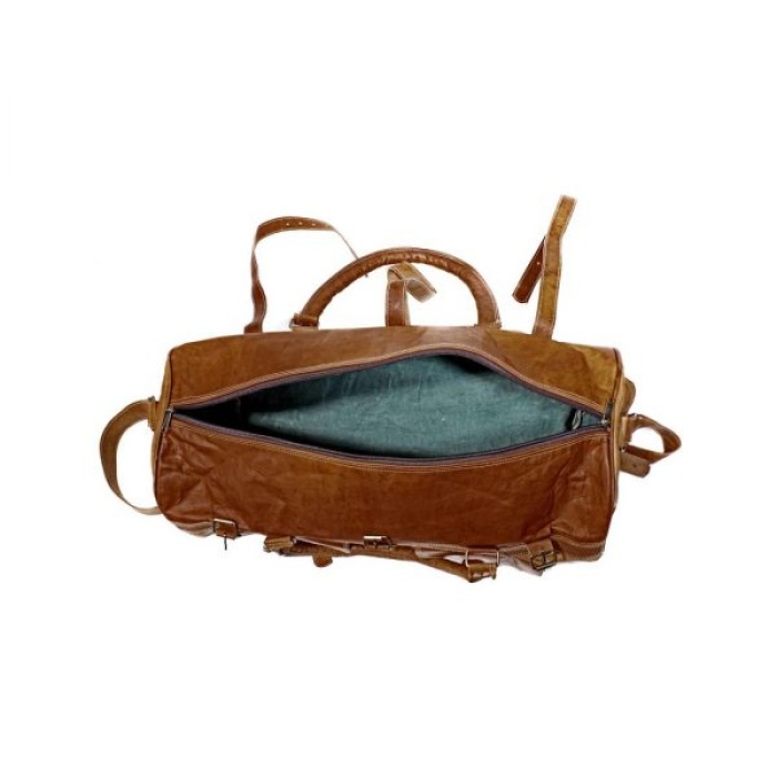 Goat Leather GYM Duffle Bag 24 x 11 inches from iHandikart Handicraft made of Vintage Leather, Luggage Bag Suitable for Travelling also known as Travel Bag, Best for Carrying GYM Shoes, Towel, Clothes and other Sports Acessories, it Looks Trendy and Stylish forever | Save 33% - Rajasthan Living 8