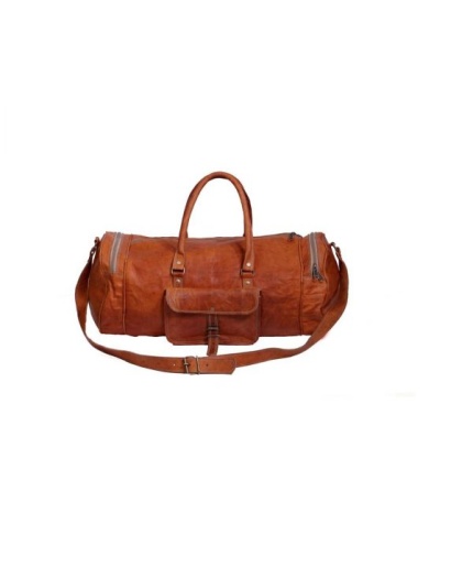 Goat Leather GYM Duffle Bag 20 x 10 inches from iHandikart Handicraft made of Vintage Leather, Luggage Bag Suitable for Travelling also known as Travel Bag, Best for Carrying GYM Shoes, Towel, Clothes and other Sports Acessories, it Looks Trendy and Stylish forever | Save 33% - Rajasthan Living