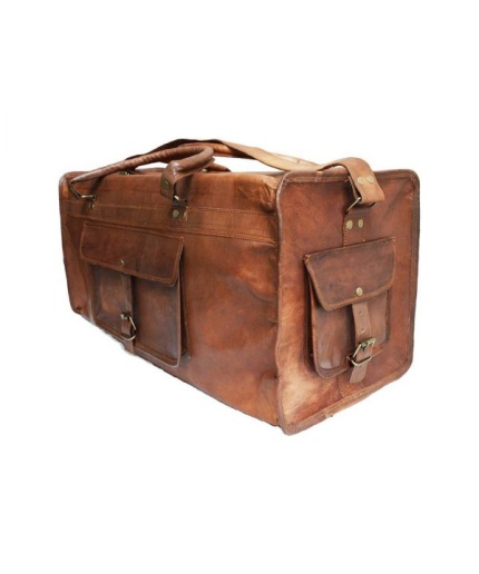 Goat Leather GYM Duffle Bag 24 x 11 inches from iHandikart Handicraft made of Vintage Leather, Luggage Bag Suitable for Travelling also known as Travel Bag, Best for Carrying GYM Shoes, Towel, Clothes and other Sports Acessories, it Looks Trendy and Stylish forever | Save 33% - Rajasthan Living 3