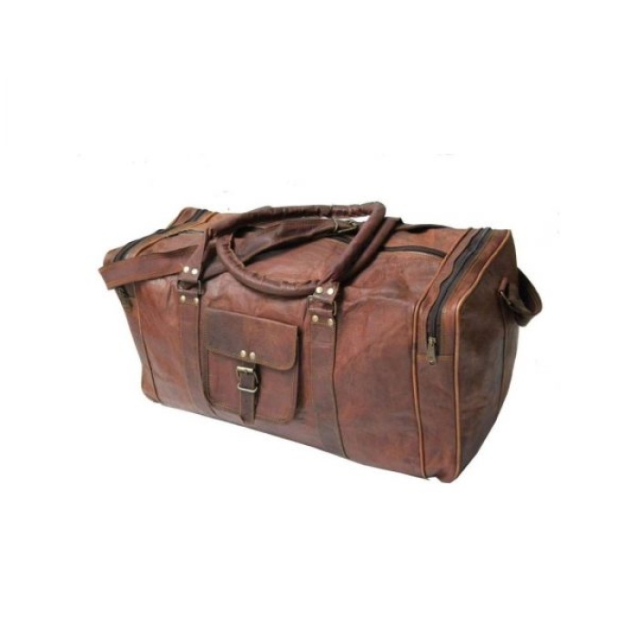 Leather Luggage Bag for Travelling 22X11 inches From iHandikart Handicraft Made of Vintage 100% Genuine Goat Leather, also usefull for Carrying Shoes, Towel, Clothes and Other Sports Acessories to GYM or Playground, it Looks Trendy and Stylish Forever | Save 33% - Rajasthan Living 5