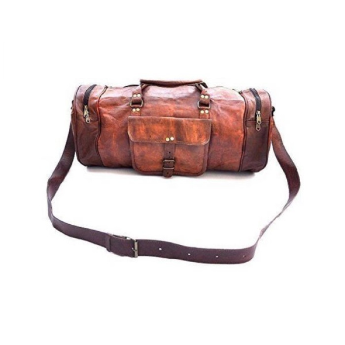 Leather Luggage Bag for Travelling 22X11 inches From iHandikart Handicraft Made of Vintage 100% Genuine Goat Leather, also usefull for Carrying Shoes, Towel, Clothes and Other Sports Acessories to GYM or Playground, it Looks Trendy and Stylish Forever | Save 33% - Rajasthan Living 6