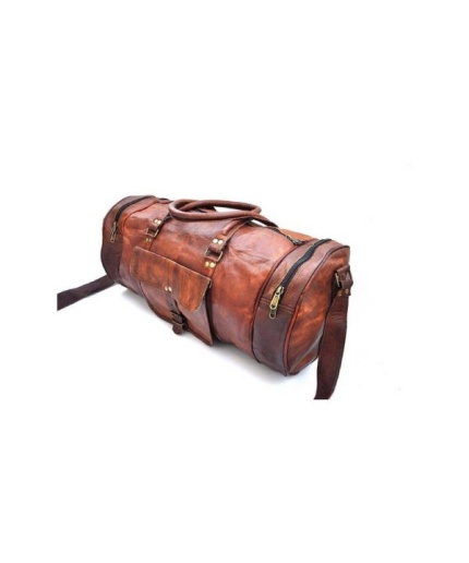 Leather Luggage Bag for Travelling 22X11 inches From iHandikart Handicraft Made of Vintage 100% Genuine Goat Leather, also usefull for Carrying Shoes, Towel, Clothes and Other Sports Acessories to GYM or Playground, it Looks Trendy and Stylish Forever | Save 33% - Rajasthan Living 3