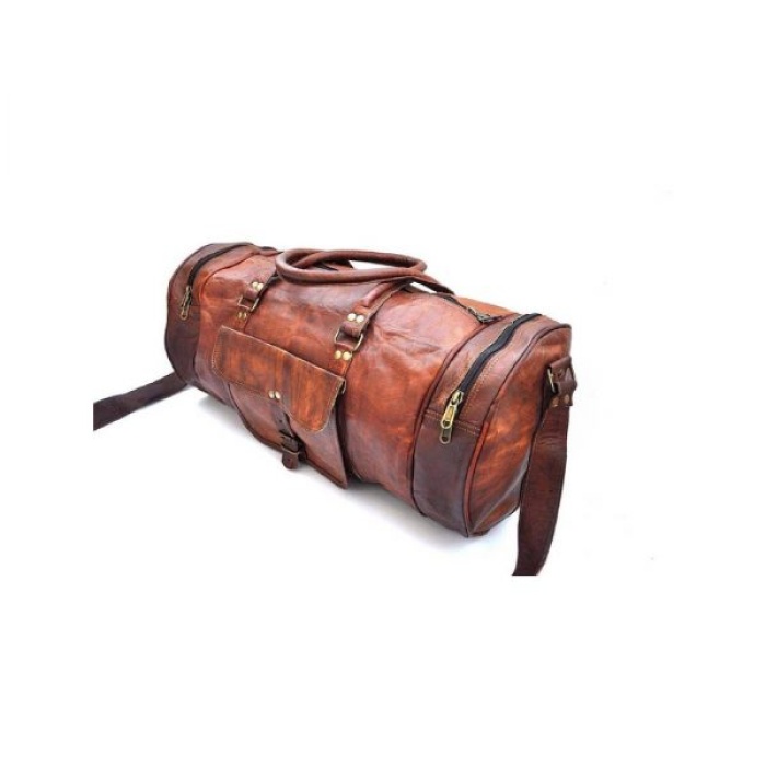 Leather Luggage Bag for Travelling 22X11 inches From iHandikart Handicraft Made of Vintage 100% Genuine Goat Leather, also usefull for Carrying Shoes, Towel, Clothes and Other Sports Acessories to GYM or Playground, it Looks Trendy and Stylish Forever | Save 33% - Rajasthan Living 7