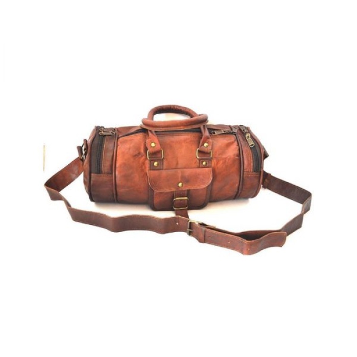 Leather Luggage Bag for Travelling 22X11 inches From iHandikart Handicraft Made of Vintage 100% Genuine Goat Leather, also usefull for Carrying Shoes, Towel, Clothes and Other Sports Acessories to GYM or Playground, it Looks Trendy and Stylish Forever | Save 33% - Rajasthan Living 7