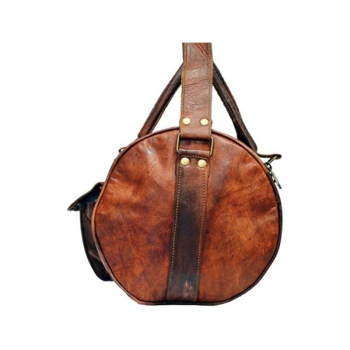 Leather Luggage Bag for Travelling 20 x 10 inches From iHandikart Handicraft Made of Vintage 100% Genuine Goat Leather, also usefull for Carrying Shoes, Towel, Clothes and Other Sports Acessories to GYM or Playground, it Looks Trendy and Stylish Forever | Save 33% - Rajasthan Living 8