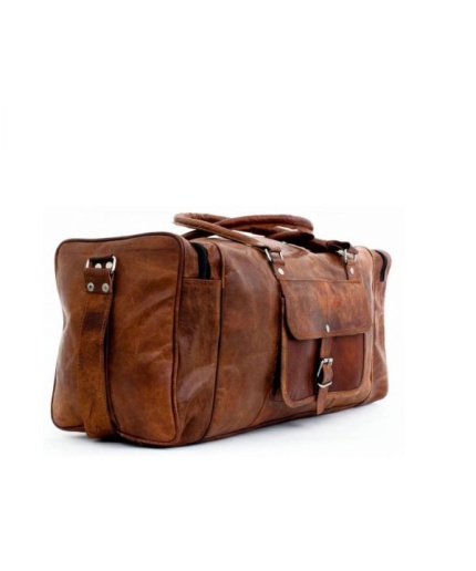 Leather Luggage Bag for Travelling 24 x 11 inches From iHandikart Handicraft Made of Vintage 100% Genuine Goat Leather, also usefull for Carrying Shoes, Towel, Clothes and Other Sports Acessories to GYM or Playground, it Looks Trendy and Stylish Forever | Save 33% - Rajasthan Living 5