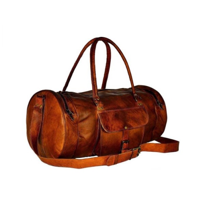 Leather Luggage Bag for Travelling 20 x 10 inches From iHandikart Handicraft Made of Vintage 100% Genuine Goat Leather, also usefull for Carrying Shoes, Towel, Clothes and Other Sports Acessories to GYM or Playground, it Looks Trendy and Stylish Forever | Save 33% - Rajasthan Living 5