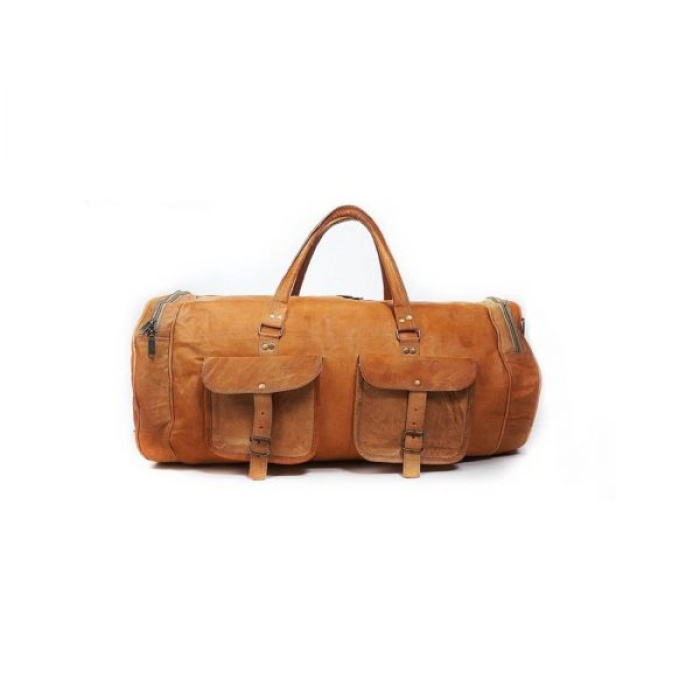 Leather Travelling Bag for Travel Purpose 24 x 11 inch from iHandikart Handicrafts Made of Vintage 100% Genuine Goat Leather, also usefull for Carrying Shoes, Towel, Clothes and other Sports Acessories to GYM Or Playground, it Looks Trendy and Stylish forever? | Save 33% - Rajasthan Living 7