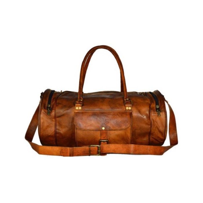 Leather Travelling Bag for Travel Purpose 20 x 10 inch from iHandikart Handicrafts Made of Vintage 100% Genuine Goat Leather, also usefull for Carrying Shoes, Towel, Clothes and other Sports Acessories to GYM Or Playground, it Looks Trendy and Stylish forever? | Save 33% - Rajasthan Living 6