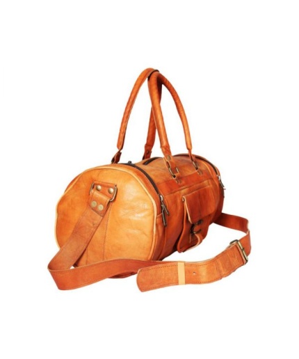 Leather Travelling Bag for Travel Purpose 18 x 10 inch from iHandikart Handicrafts Made of Vintage 100% Genuine Goat Leather, also usefull for Carrying Shoes, Towel, Clothes and other Sports Acessories to GYM Or Playground, it Looks Trendy and Stylish forever? | Save 33% - Rajasthan Living 3