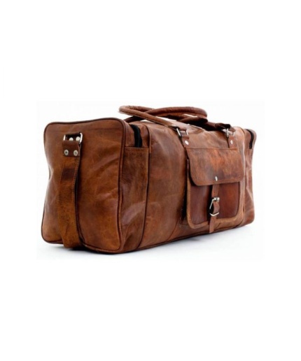 Leather Travelling Bag for Travel Purpose 22 x 11 inch from iHandikart Handicrafts Made of Vintage 100% Genuine Goat Leather, also usefull for Carrying Shoes, Towel, Clothes and other Sports Acessories to GYM Or Playground, it Looks Trendy and Stylish forever? | Save 33% - Rajasthan Living