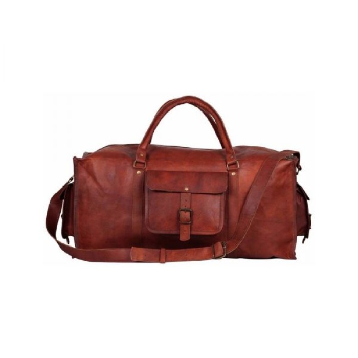Leather Travelling Bag for Travel Purpose 18 x 10 inch from iHandikart Handicrafts Made of Vintage 100% Genuine Goat Leather, also usefull for Carrying Shoes, Towel, Clothes and other Sports Acessories to GYM Or Playground, it Looks Trendy and Stylish forever? | Save 33% - Rajasthan Living 6