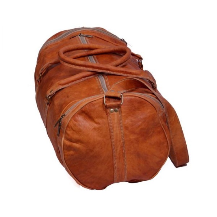 Leather Travelling Bag for Travel Purpose 22 x 11 inch from iHandikart Handicrafts Made of Vintage 100% Genuine Goat Leather, also usefull for Carrying Shoes, Towel, Clothes and other Sports Acessories to GYM Or Playground, it Looks Trendy and Stylish forever? | Save 33% - Rajasthan Living 8