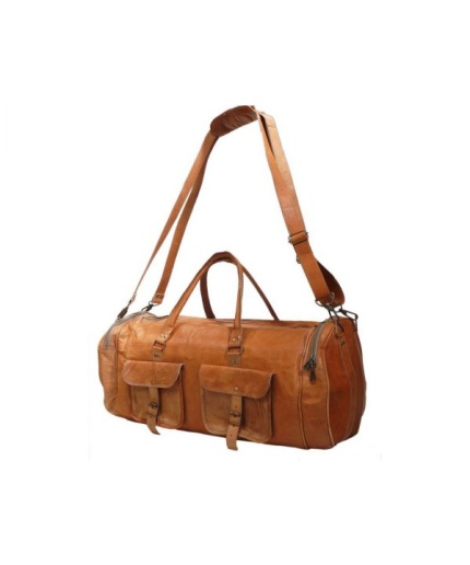 Leather Travelling Bag for Travel Purpose 24 x 11 inch from iHandikart Handicrafts Made of Vintage 100% Genuine Goat Leather, also usefull for Carrying Shoes, Towel, Clothes and other Sports Acessories to GYM Or Playground, it Looks Trendy and Stylish forever | Save 33% - Rajasthan Living