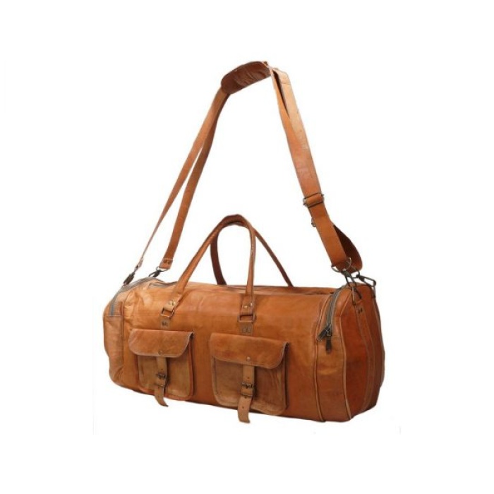 Leather Travelling Bag for Travel Purpose 24 x 11 inch from iHandikart Handicrafts Made of Vintage 100% Genuine Goat Leather, also usefull for Carrying Shoes, Towel, Clothes and other Sports Acessories to GYM Or Playground, it Looks Trendy and Stylish forever | Save 33% - Rajasthan Living 5