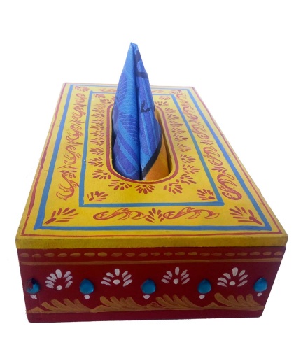 Handpainted Tissue Box Holder (IHK14004) | Save 33% - Rajasthan Living