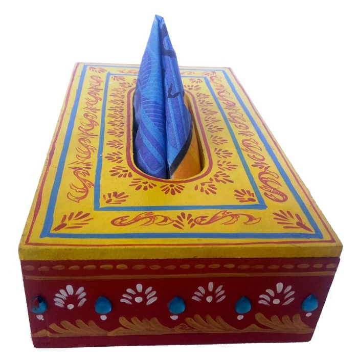 Handpainted Tissue Box Holder (IHK14004) | Save 33% - Rajasthan Living 5