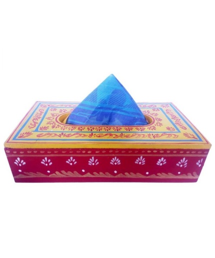 Handpainted Tissue Box Holder (IHK14004) | Save 33% - Rajasthan Living 3