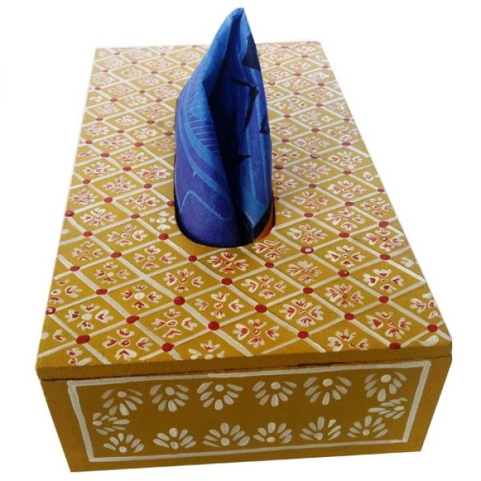 Handpainted Tissue Box Holder (IHK14009) | Save 33% - Rajasthan Living 8