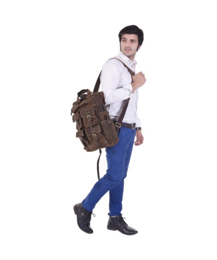 iHandikart 16X12 inches 5 Pockets Buffalo Leather Backpack (IHK 1501) | Save 33% - Rajasthan Living 3