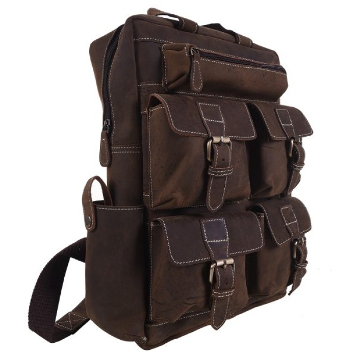 iHandikart 16X12 inches 5 Pockets Buffalo Leather Backpack (IHK 1501) | Save 33% - Rajasthan Living 6