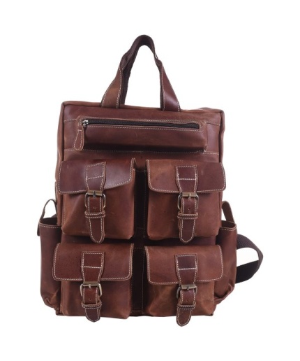 iHandikart 16X12 inches 5 Pockets Buffalo Leather Backpack (IHK 1502) | Save 33% - Rajasthan Living