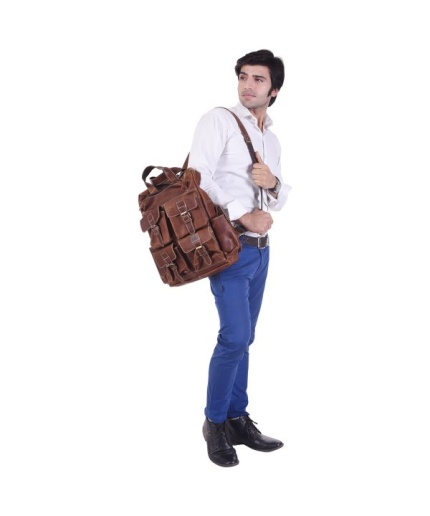 iHandikart 16X12 inches 5 Pockets Buffalo Leather Backpack (IHK 1502) | Save 33% - Rajasthan Living 3