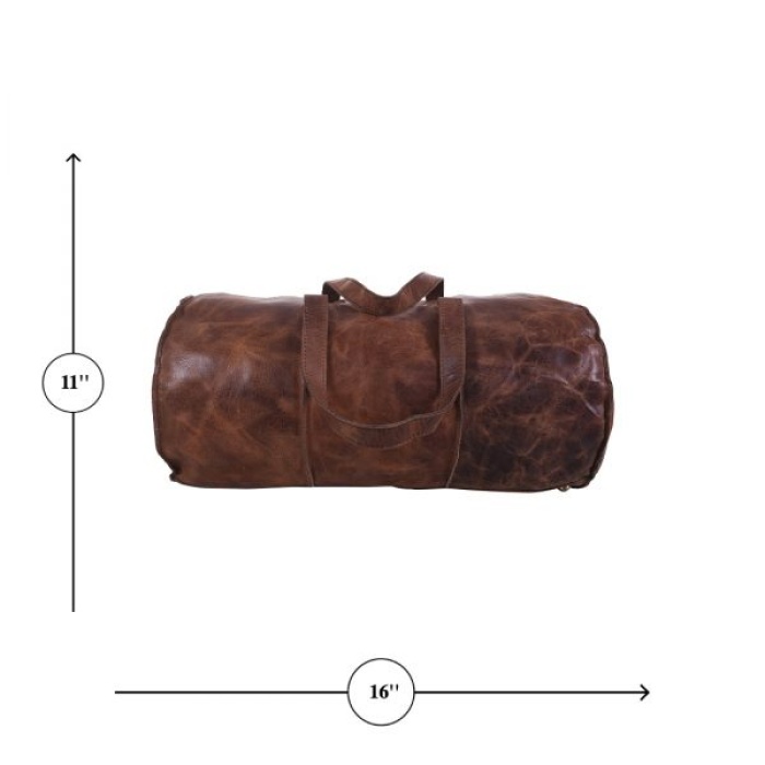 iHandikart 16X11 inches Brown Buffalo Leather Duffle Bag (IHK 1505) | Save 33% - Rajasthan Living 8