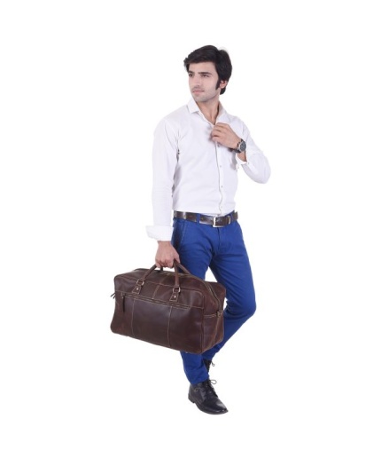 iHandikart 15X12 inches Brown Buffalo Leather Duffle Bag (IHK 1506) | Save 33% - Rajasthan Living 3