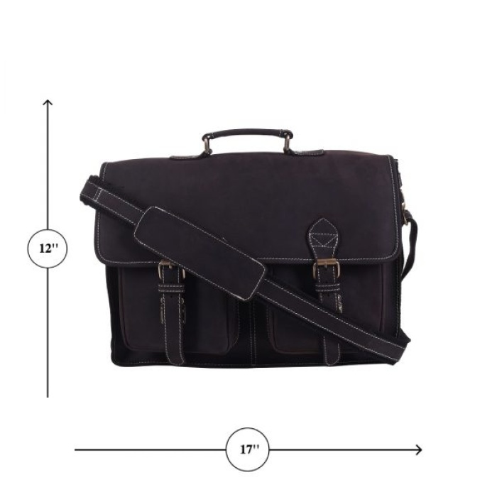 iHandikart 17X12 inches Buffalo Leather 2 Pockets Coffee Color Laptop Bag (IHK 1509) | Save 33% - Rajasthan Living 8