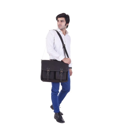 iHandikart 17X12 inches Buffalo Leather 2 Pockets Coffee Color Laptop Bag (IHK 1509) | Save 33% - Rajasthan Living 3