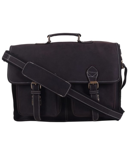 iHandikart 17X12 inches Buffalo Leather 2 Pockets Coffee Color Laptop Bag (IHK 1509) | Save 33% - Rajasthan Living
