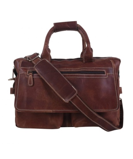 iHandikart 16X12 inches Brown Buffalo Leather Brown Laptop Bag (IHK 1510) | Save 33% - Rajasthan Living