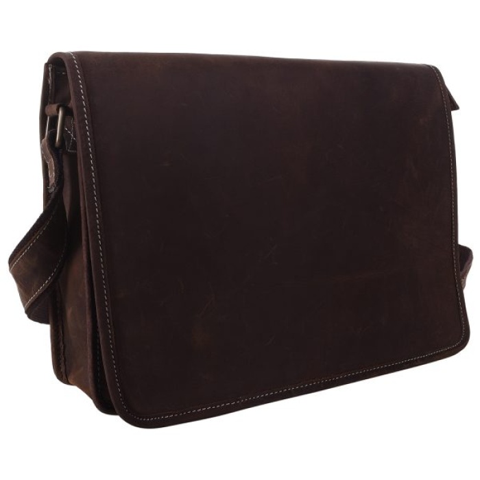 iHandikart 13X10 inches Buffalo Leather Coffee Color Full Flap Bag (IHK 1511) | Save 33% - Rajasthan Living 5