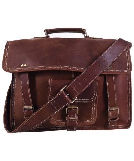 iHandikart 15X11 inches 1 Pocket Brown Buffalo Leather Laptop Bag (IHK 1515) | Save 33% - Rajasthan Living