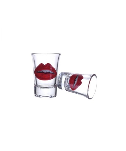 Painted Royal Design for Vodka Shots Awesome Heart Shape Lips Painting, Tequila Shot Glasses Handpainted Shot Glasses by iHandikart Handicrafts (Set of 2) IHK16003 | Save 33% - Rajasthan Living