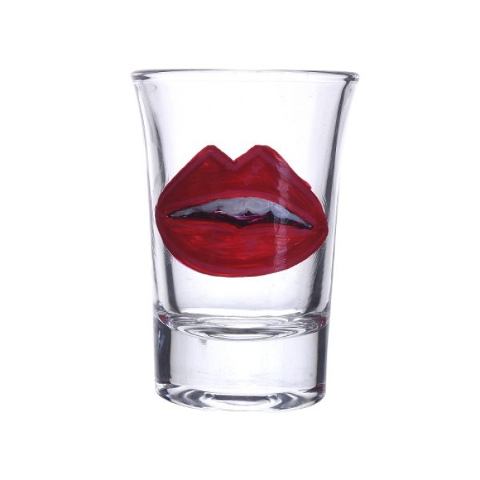 Painted Royal Design for Vodka Shots Awesome Heart Shape Lips Painting, Tequila Shot Glasses Handpainted Shot Glasses by iHandikart Handicrafts (Set of 2) IHK16003 | Save 33% - Rajasthan Living 7