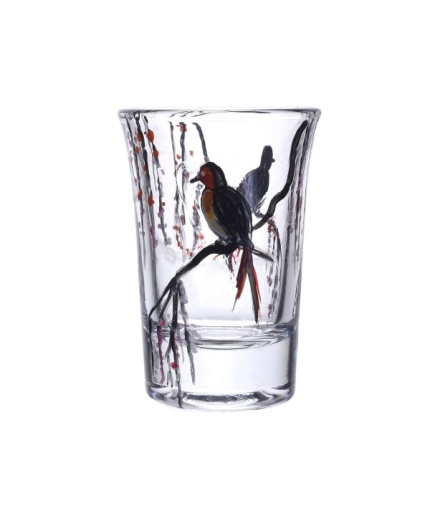 iHandikart Handpainted Beautiful Birds Sitting on The Branch of Tree for Vodka Shots, Tequila Shot Glasses, 3 Inch, Multicolour -Set of 2 16006 | Save 33% - Rajasthan Living 3