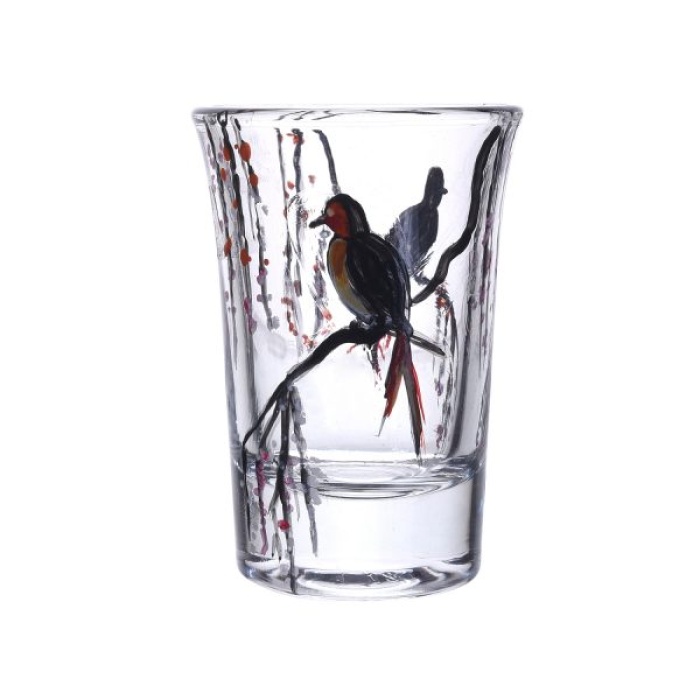 iHandikart Handpainted Beautiful Birds Sitting on The Branch of Tree for Vodka Shots, Tequila Shot Glasses, 3 Inch, Multicolour -Set of 2 16006 | Save 33% - Rajasthan Living 7