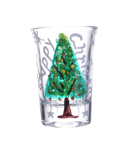 Handpainted Shot Glasses by iHandikart Handicrafts | Happy Christmas with Christmas Tree Painting Design for Vodka Shots, Tequila Shot Glasses (Set of 2) IHK16019 | Save 33% - Rajasthan Living 3